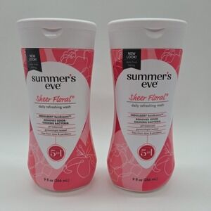2 NEW Summer's Eve 5 in 1 Daily Refreshing Wash Sheer Floral 9 fl oz pH Balance